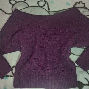 Express Plum Off-the-Shoulder Sweater